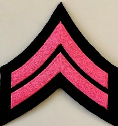 "CPL" CORPORAL CHEVRON PINK on BLACK - SOLD in PAIRS